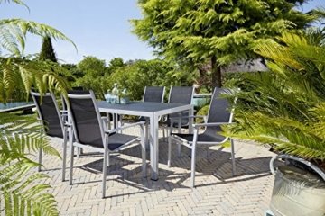 greemotion Gartentisch Alu Monza, in zwei Größen erhältlich - Outdoor-Esstisch aus Metall mit Glastischplatte in Steinoptik - Gartenmöbel geeignet für Garten, Terrasse & Balkon - 