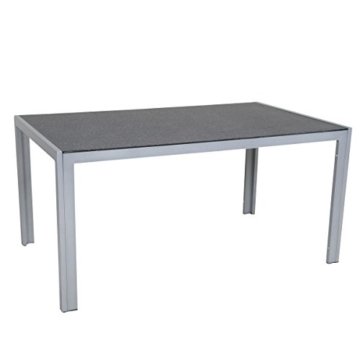 greemotion Gartentisch Alu Monza, in zwei Größen erhältlich - Outdoor-Esstisch aus Metall mit Glastischplatte in Steinoptik - Gartenmöbel geeignet für Garten, Terrasse & Balkon -