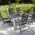 greemotion Gartentisch Alu Monza, in zwei Größen erhältlich - Outdoor-Esstisch aus Metall mit Glastischplatte in Steinoptik - Gartenmöbel geeignet für Garten, Terrasse & Balkon - 