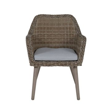 greemotion Rattansessel Mallorca im 2er-Set - Loungesessel aus Rattan mit Alu-Beinen in Holz-Optik - Rattanstühle braun - Gartensessel aus Polyrattan - Korbsessel mit Auflage in Grau, Indoor & Outdoor - 