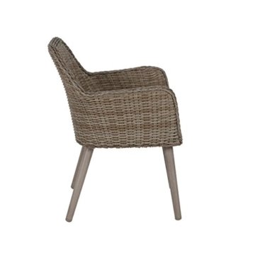 greemotion Rattansessel Mallorca im 2er-Set - Loungesessel aus Rattan mit Alu-Beinen in Holz-Optik - Rattanstühle braun - Gartensessel aus Polyrattan - Korbsessel mit Auflage in Grau, Indoor & Outdoor - 