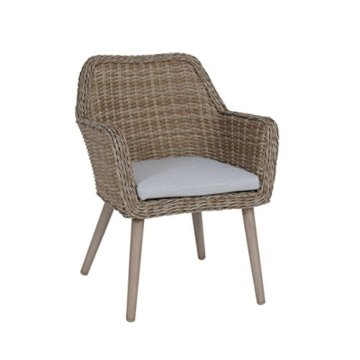 greemotion Rattansessel Mallorca im 2er-Set - Loungesessel aus Rattan mit Alu-Beinen in Holz-Optik - Rattanstühle braun - Gartensessel aus Polyrattan - Korbsessel mit Auflage in Grau, Indoor & Outdoor -