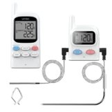 Grill thermometer,Vinsic® Fleischthermometer 2 Fühler 100m Fernbedienung Entfernung wiederaufladbarer BBQ Thermometer, Raucher, Grill, Ofen, Funkthermometer Grill-Weiß -