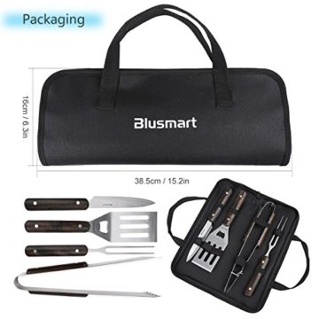 Grillbesteck Set, Edelstahl mit Tragetasche, 1 Jahr Garantie (4-teilig) - 