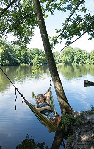 HAWK Outdoor Ultra-light Reise-Hängematte aus Fallschirm-Seide 200kg Traglast Set mit Befestigung - 2 Karabiner und 2 Seile - Reise, Camping, Garten, Trekking, Strand, Travel-Hammock - 