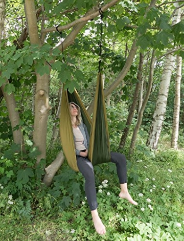 HAWK Outdoor Ultra-light Reise-Hängematte aus Fallschirm-Seide 200kg Traglast Set mit Befestigung - 2 Karabiner und 2 Seile - Reise, Camping, Garten, Trekking, Strand, Travel-Hammock - 