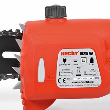 HECHT Elektro-Hochentaster 975 W Astkettensäge Profi-Astsäge (750 Watt, Schwertlänge: 24 cm, Teleskop bis 4,5 m) - 