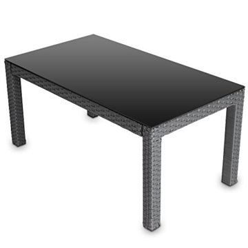 Hochwertiger Polyrattan Tisch Teetisch Beistelltisch für den Garten mit Glas (Farbwahl) - 