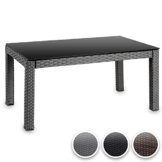 Hochwertiger Polyrattan Tisch Teetisch Beistelltisch für den Garten mit Glas (Farbwahl) -