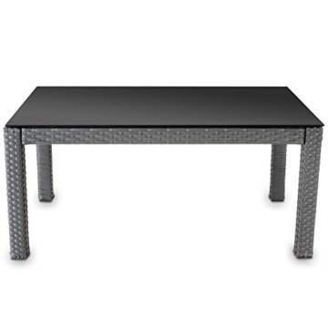 Hochwertiger Polyrattan Tisch Teetisch Beistelltisch für den Garten mit Glas (Farbwahl) - 