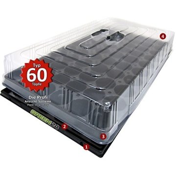 Hydroponik 60 Zimmer-Gewächshaus Profi XL mit automatischer Bewässerung für die Anzucht - GREEN24 Zimmer Treibhaus mit Wanne + Kapillarsystem + Topfplatte + Haube -