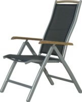IB-Style - Hochlehner Klappstuhl 7-pos. "Diplomat" | 2 Farben | Aluminium / Textilen / Teakholz - mehrfach gewebt - Gartenstuhl Klappsessel Sessel Gartenmöbel Gartengarnitur - Farbe Silber -