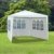 JOM 127134 Gartenpavillon 3 x 3 m, Durchmesser 24/18 mm, inklusive 4 Seitenwände, 3x Fenster, 1x Tür mit Reisverschluss, Material PE 110G, Metallgestänge beschichtet, Kunststoffverbinder, Wasserdicht, Heringe und Seile, weiß - 