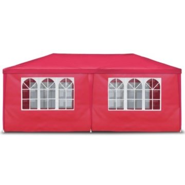 JOM Gartenpavillon 3 x 6 m, mit 6 Seitenwänden 110G PE, rot - 