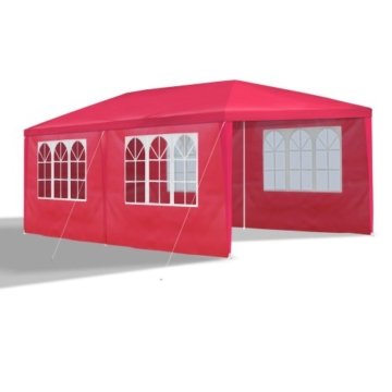 JOM Gartenpavillon 3 x 6 m, mit 6 Seitenwänden 110G PE, rot - 