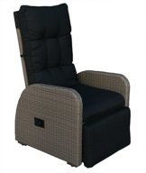 KMH®, Polyrattan Liegestuhl "Bob" inklusive Auflage! (Polyrattan: braun bi-color / 2 String - Auflage: anthrazitfarben) (#106048) -