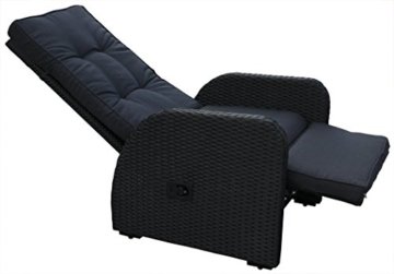 KMH®, Polyrattan Liegestuhl "Bob" inklusive Auflage! (schwarzes Polyrattan - anthrazitfarbene Auflage) (#106058) -