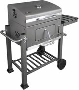 Krollmann Holzkohlegrill BBQ - mit Trolley inkl. Grillzange 34 cm und Grillzange 25cm -