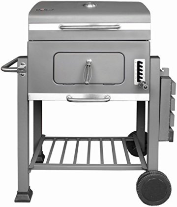 Krollmann Holzkohlegrill BBQ - mit Trolley inkl. Grillzange 34 cm und Grillzange 25cm - 