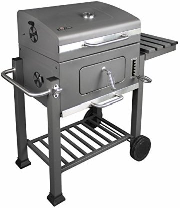 Krollmann Holzkohlegrill BBQ - mit Trolley inkl. Grillzange 34 cm und Grillzange 25cm -
