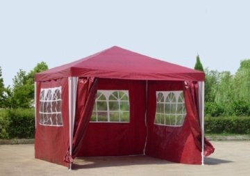 Kronenburg Pavillon PE Gartenzelt mit 4 Seitenteilen in Rot - 