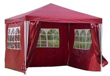 Kronenburg Pavillon PE Gartenzelt mit 4 Seitenteilen in Rot -