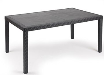 Kunststoff Gartentisch "Prince anthrazit" in Rattan Optik, 150 x 90 cm, von IPAE Progarden, MADE IN EUROPE -