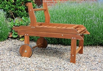 Lagos Gartenliege Holzliege mit Auflage in terrakotta - Bezug waschbar - 