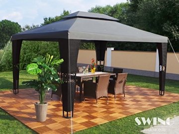 Luxus Rattan Pavillon (Schwarz/Anthrazit) -