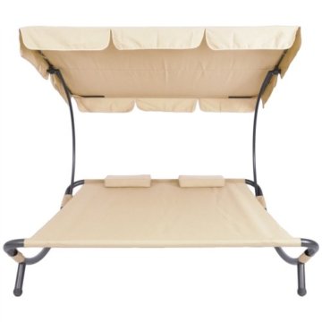 Miadomodo Doppelliege Sonnenliege mit Sonnendach Gartenliege ca. 200 x 173 x 148cm für bis zu 2 Personen - 