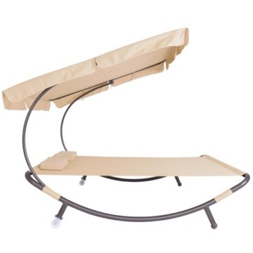Miadomodo Doppelliege Sonnenliege mit Sonnendach Gartenliege ca. 200 x 173 x 148cm für bis zu 2 Personen - 