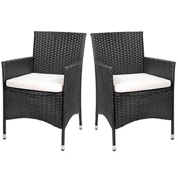 Miadomodo Polyrattan Gartenmöbel Rattanmöbel Stühle in 2er-Set - in der Farbe nach Ihrer Wahl (Schwarz) - 