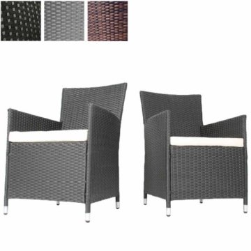 Miadomodo Polyrattan Gartensessel inkl. Sitzkissen, 2er, grau -