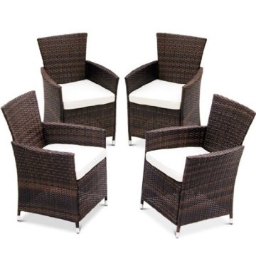 Miadomodo Polyrattan Stuhle (4er Set) Rattan Gartenmobel Gartengarnitur Sitzgruppe - Farbwahl - 