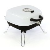 Mini Koffer-Grill Holzkohlegrill für Garten Terrasse Camping Festival Picknick Party BBQ Barbecue ca. 34 x 36 cm Grillfläche weiß -