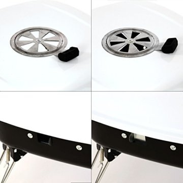 Mini Koffer-Grill Holzkohlegrill für Garten Terrasse Camping Festival Picknick Party BBQ Barbecue ca. 34 x 36 cm Grillfläche weiß - 