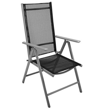 Nexos 2-er Set Stuhl, Klappstuhl, Gartenstuhl, Hochlehner für Terrasse, Balkon Camping Festival, aus Aluminium verstellbar, leicht, stabil, schwarz - 