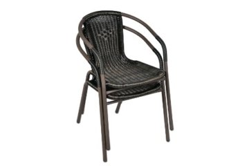 Nexos 4er Set Bistrostuhl Stapelstuhl Balkonstuhl Poly Rattan Gartenstuhl Terrasse Stuhl braun - 