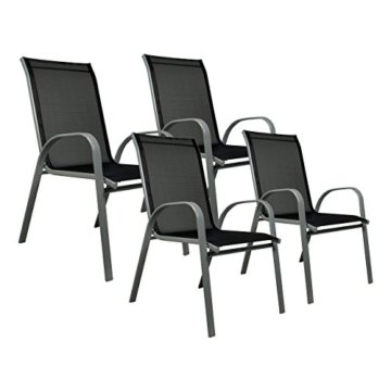 Nexos 4er Set Gartenstuhl Stapelstuhl Stapelsessel Hochlehner Terrasse anthrazit -