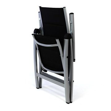 Nexos Deluxe Alu Klappstuhl gepolstert schwarz Gartenstuhl Relaxstuhl Liegestuhl Campingstuhl - 