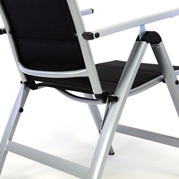 Nexos Deluxe Alu Klappstuhl gepolstert schwarz Gartenstuhl Relaxstuhl Liegestuhl Campingstuhl - 