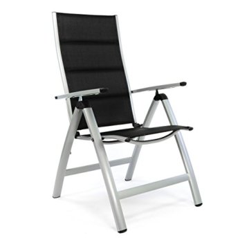 Nexos Deluxe Alu Klappstuhl gepolstert schwarz Gartenstuhl Relaxstuhl Liegestuhl Campingstuhl -