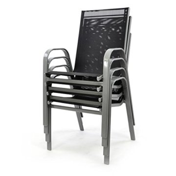 Nexos Gartenstuhl 4er Set Stapelstuhl Stapelsessel Hochlehner anthrazit schwarz Terrasse - 