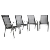 Nexos Gartenstuhl 4er Set Stapelstuhl Stapelsessel Hochlehner anthrazit schwarz Terrasse -
