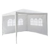 Nexos GM36090 PE-Pavillon Partyzelt mit 2 Seitenteilen für Garten Terrasse Markt Camping Festival als Unterstand und Plane, wasserdicht 3 x 3 m weiß -