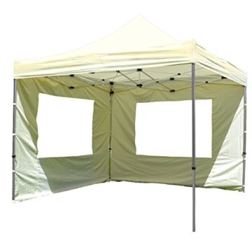 Nexos Hochwertiger Falt-Pavillon Partyzelt mit 2 Seitenteilen PROFI Ausführung für Garten Terrasse Feier Markt als Unterstand Plane wasserdichtes Dach 3 x 3 m champagner - 