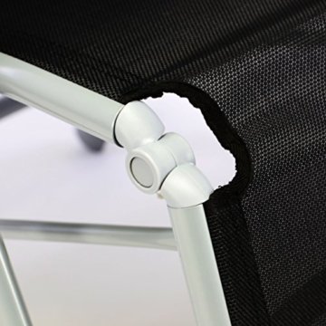 Nexos ZGC34464 Stuhl Liegestuhl Klappstuhl mit Fußstütze für Garten Terrasse, aus Aluminium Textilene, schwarz silber - 