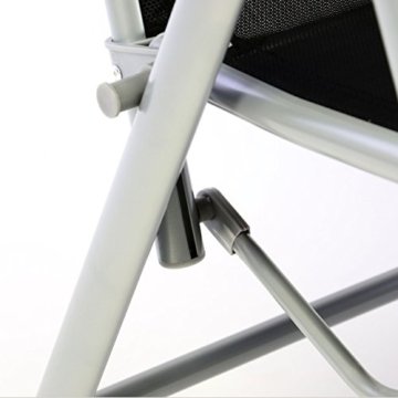 Nexos ZGC34464 Stuhl Liegestuhl Klappstuhl mit Fußstütze für Garten Terrasse, aus Aluminium Textilene, schwarz silber - 