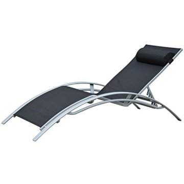 Outsunny Sonnenliege Gartenliege Gartenstuhl Relaxsessel Liegestuhl Aluminium, schwarz, 170x64x82 cm, 01-0705 - 