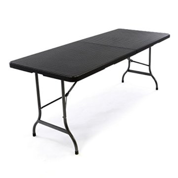 Partytisch Klapptisch Gartentisch Rattan-Optik 180 x 75 cm schwarz stabil Esstisch Buffettisch Tragegriff bis 170 kg -